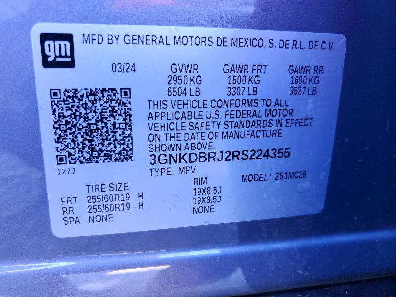 Aukcja sprzedaży 2024 Chevrolet Blazer, vin: 3GNKDBRJ2RS224355, numer aukcji: 47477596