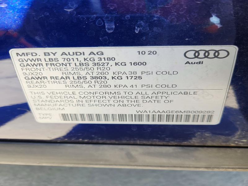 Aukcja sprzedaży 2021 Audi E-tron, vin: WA1AAAGE6MB009282, numer aukcji: 41846296