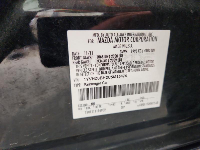 2012 Mazda 6 მანქანა იყიდება აუქციონზე, vin: 1YVHZ8BH2C5M15476, აუქციონის ნომერი: 47705056