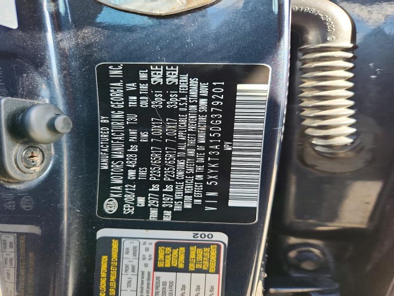 79994335 :رقم المزاد ، 5XYKT3A15DG379201 vin ، 2013 Kia Sorento مزاد بيع