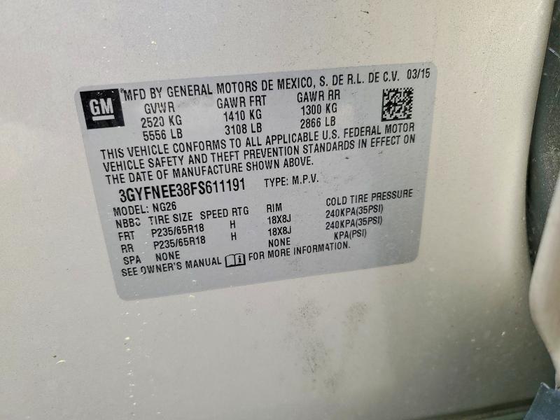 Aukcja sprzedaży 2015 Cadillac Srx, vin: 3GYFNEE38FS611191, numer aukcji: 47763276