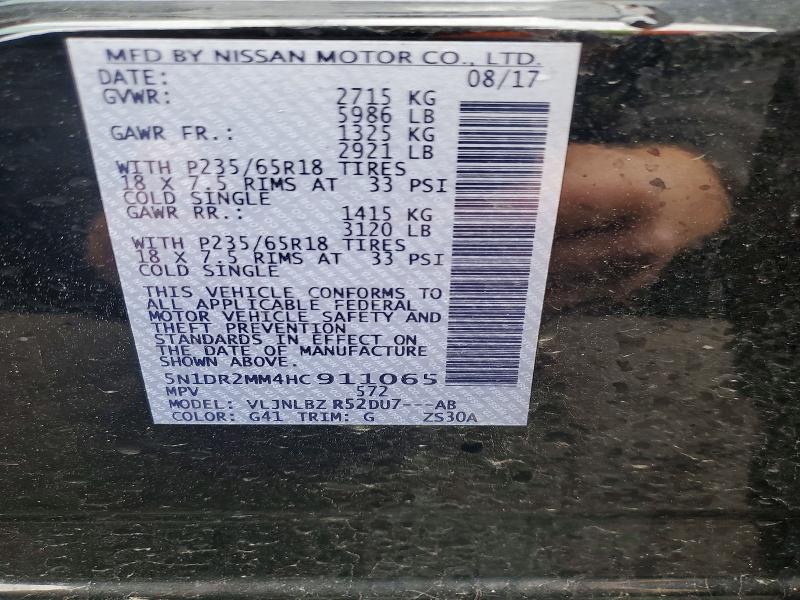Aukcja sprzedaży 2017 Nissan Pathfinder, vin: 5N1DR2MM4HC911065, numer aukcji: 47809326
