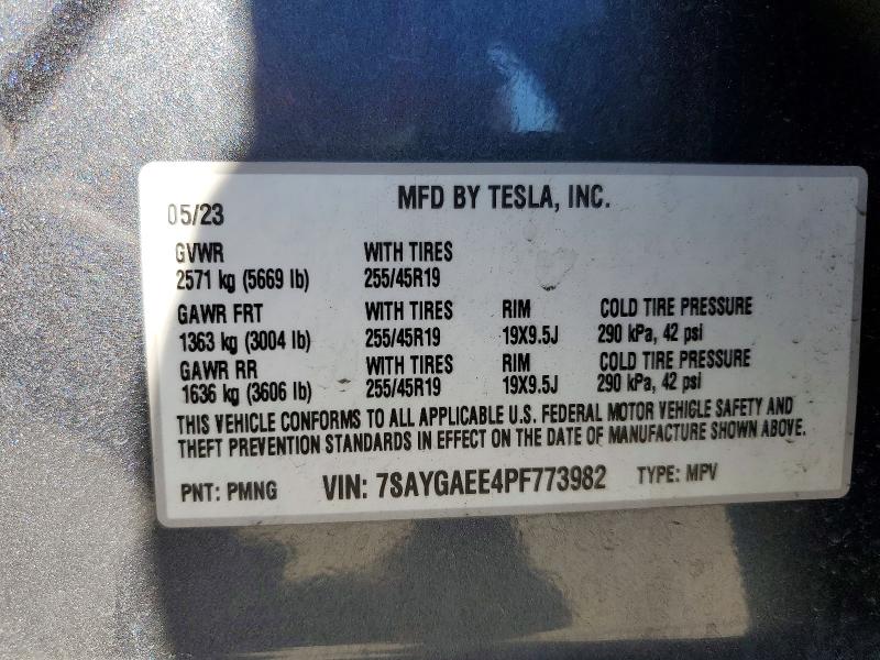 47545666 :رقم المزاد ، 7SAYGAEE4PF773982 vin ، 2023 Tesla Model Y مزاد بيع