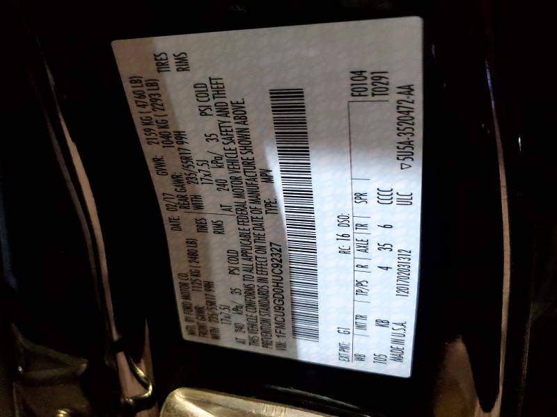 Продажа на аукционе авто 2017 Ford Escape, vin: 1FMCU9GD0HUC92327, номер лота: 46820686