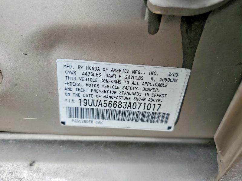 46866266 :رقم المزاد ، 19UUA56683A071017 vin ، 2003 Acura 3.2tl مزاد بيع