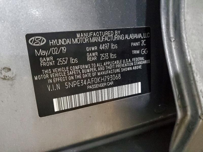 Продаж на аукціоні авто 2019 Hyundai Sonata, vin: 5NPE34AF0KH793068, номер лоту: 46308896
