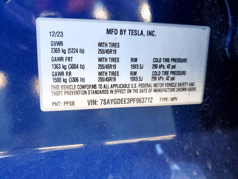 Aukcja sprzedaży 2023 Tesla Model Y, vin: 7SAYGDEE3PF963712, numer aukcji: 46380686