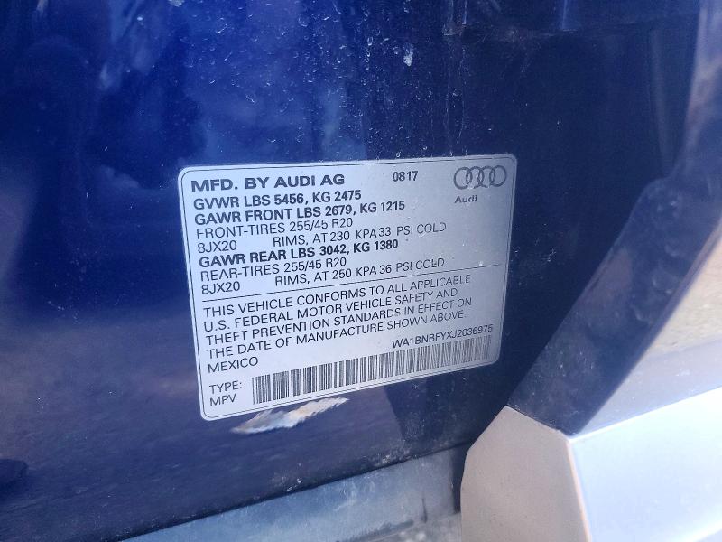 2018 Audi Q-5 მანქანა იყიდება აუქციონზე, vin: WA1BNBFYXJ2036975, აუქციონის ნომერი: 46296676