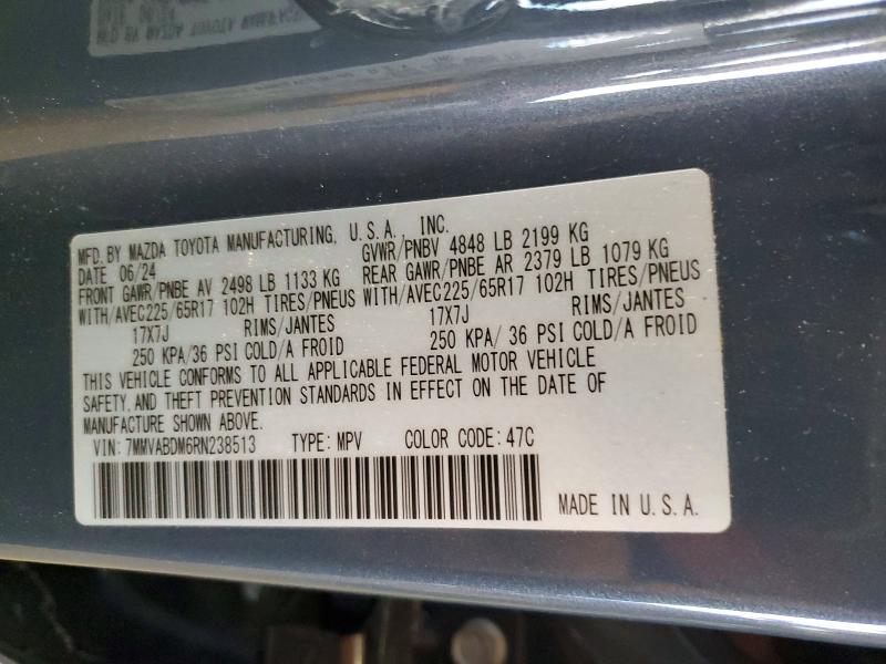 2024 Mazda Cx-50 მანქანა იყიდება აუქციონზე, vin: 7MMVABDM6RN238513, აუქციონის ნომერი: 47993376