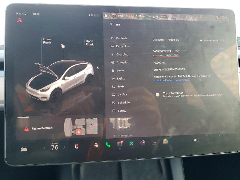 Продажа на аукционе авто 2022 Tesla Model Y, vin: 7SAYGDEF5NF394903, номер лота: 46624646