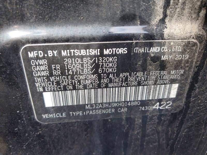 Продаж на аукціоні авто 2019 Mitsubishi Mirage, vin: ML32A3HJ9KH014880, номер лоту: 46346166