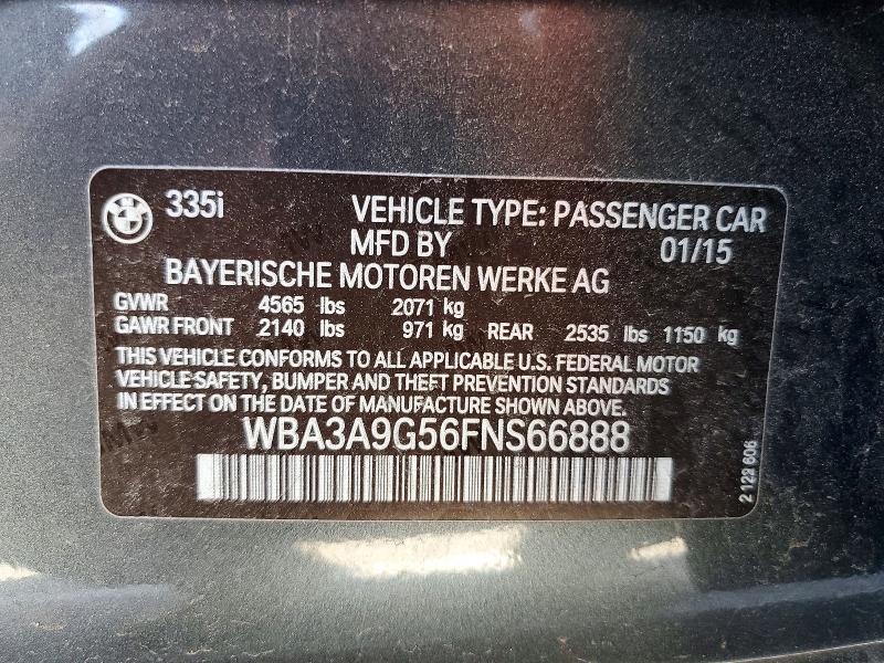 42014376 :رقم المزاد ، WBA3A9G56FNS66888 vin ، 2015 Bmw 335 مزاد بيع