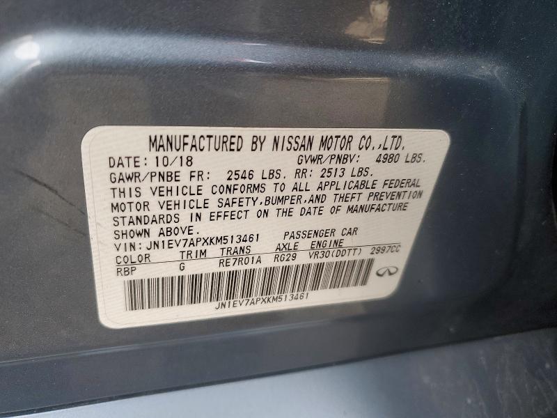 Aukcja sprzedaży 2019 Infiniti Q50, vin: JN1EV7APXKM513461, numer aukcji: 41605686
