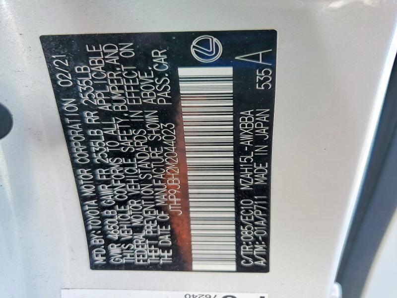 Aukcja sprzedaży 2021 Lexus Ux 250h, vin: JTHP9JBH2M2044023, numer aukcji: 47467576
