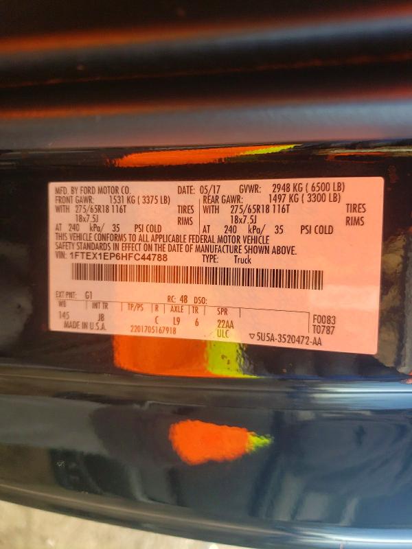 Aukcja sprzedaży 2017 Ford F150, vin: 1FTEX1EP6HFC44788, numer aukcji: 41626996
