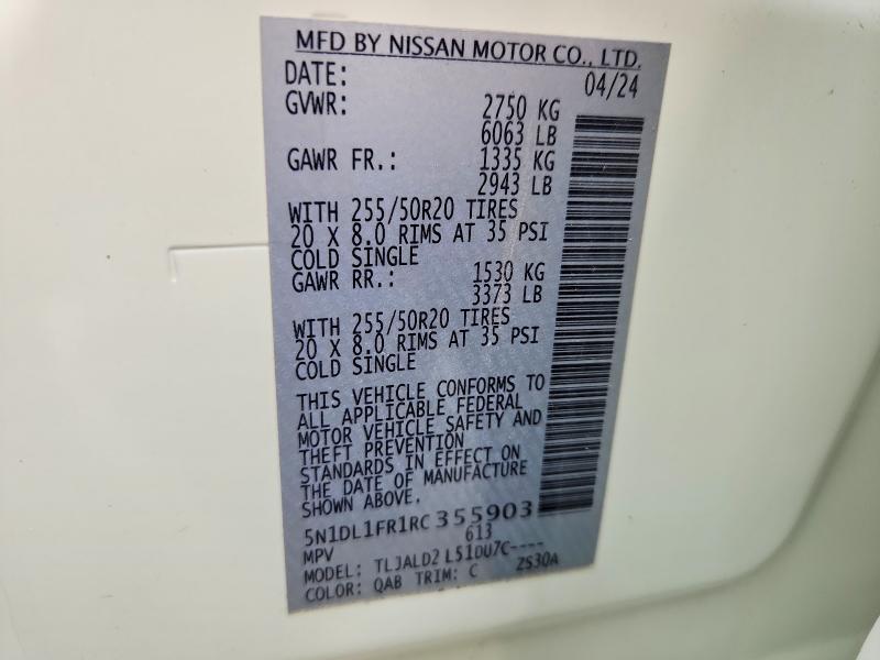 79423945 :رقم المزاد ، 5N1DL1FR1RC355903 vin ، 2024 Infiniti Qx60 مزاد بيع
