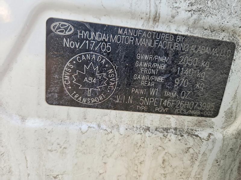 2006 Hyundai Sonata მანქანა იყიდება აუქციონზე, vin: 5NPET46F26H073995, აუქციონის ნომერი: 47431106
