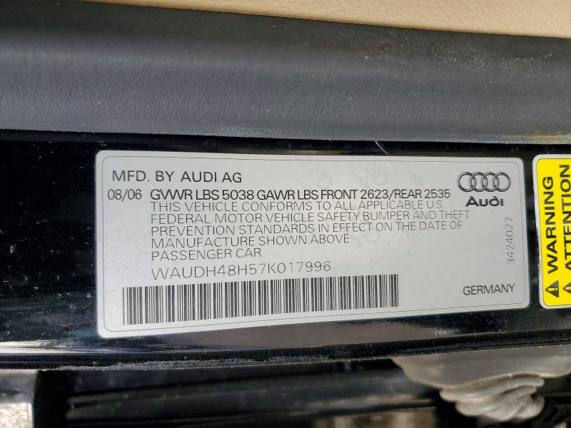 Продаж на аукціоні авто 2007 Audi A4, vin: WAUDH48H57K017996, номер лоту: 79121795