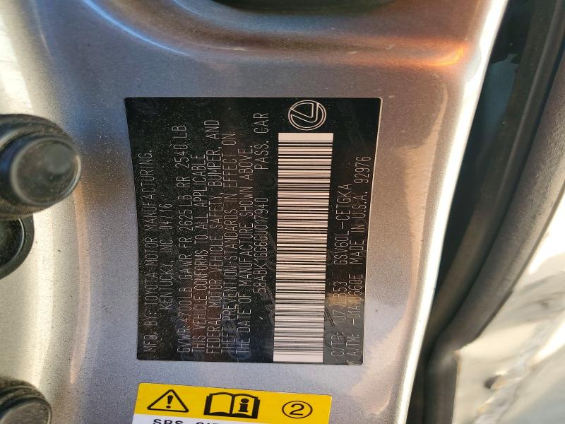 46461286 :رقم المزاد ، 58ABK1GG6GU017940 vin ، 2016 Lexus Es 350 مزاد بيع