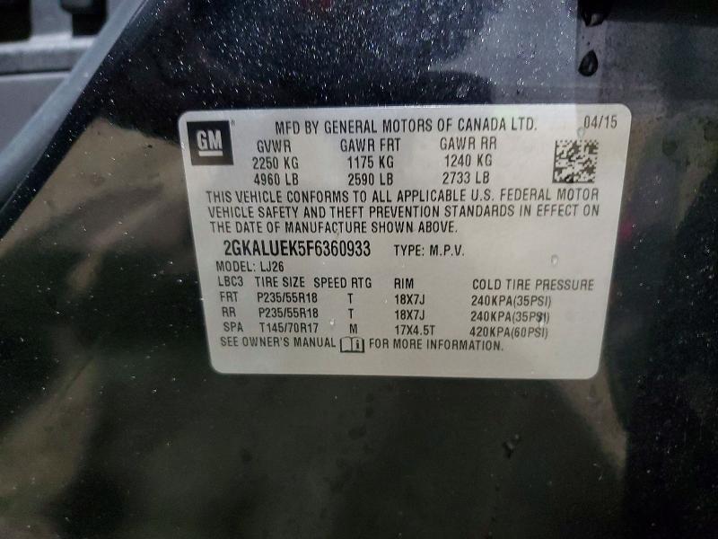 Продажа на аукционе авто 2015 Gmc Terrain, vin: 2GKALUEK5F6360933, номер лота: 45815606