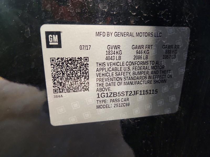 47229376 :رقم المزاد ، 1G1ZB5ST2JF115115 vin ، 2018 Chevrolet Malibu مزاد بيع
