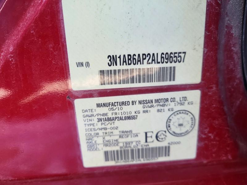 Продажа на аукционе авто 2010 Nissan Sentra 2.0 Sl 4dr, vin: 3N1AB6AP2AL696557, номер лота: 48044326