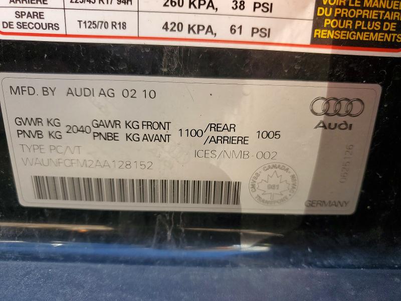 2010 Audi A3 მანქანა იყიდება აუქციონზე, vin: WAUNFCFM2AA128152, აუქციონის ნომერი: 41617736