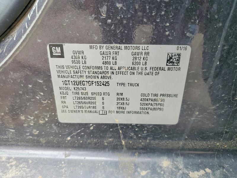 Aukcja sprzedaży 2016 Gmc Sierra, vin: 1GT12UEG7GF152425, numer aukcji: 45670136