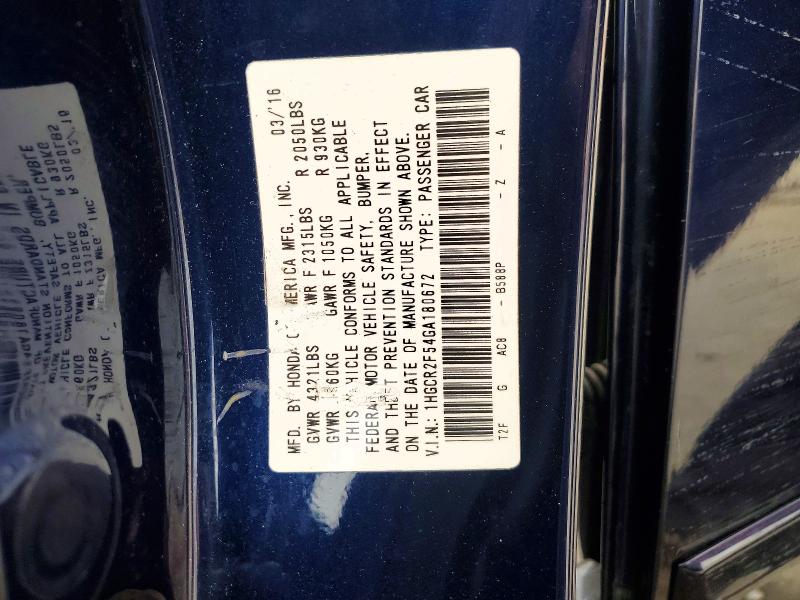 Продажа на аукционе авто 2016 Honda Accord, vin: 1HGCR2F54GA180672, номер лота: 47949616