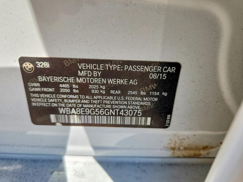 47260586 :رقم المزاد ، WBA8E9G56GNT43075 vin ، 2016 Bmw 328 مزاد بيع