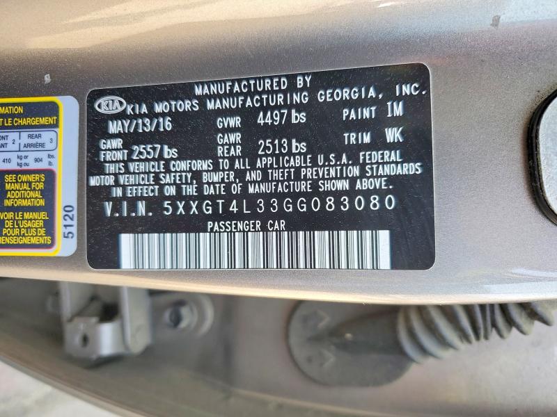 Продаж на аукціоні авто 2016 Kia Optima, vin: 5XXGT4L33GG083080, номер лоту: 47449256