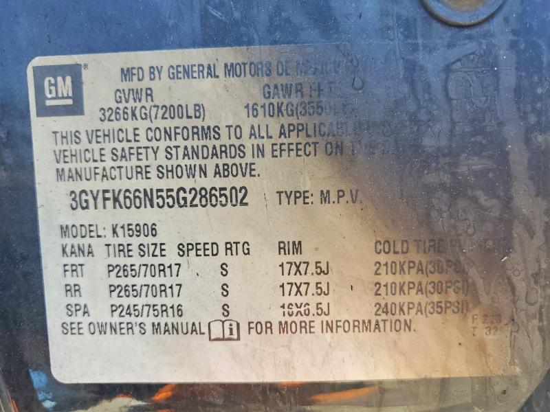 46745866 :رقم المزاد ، 3GYFK66N55G286502 vin ، 2005 Cadillac Escalade مزاد بيع