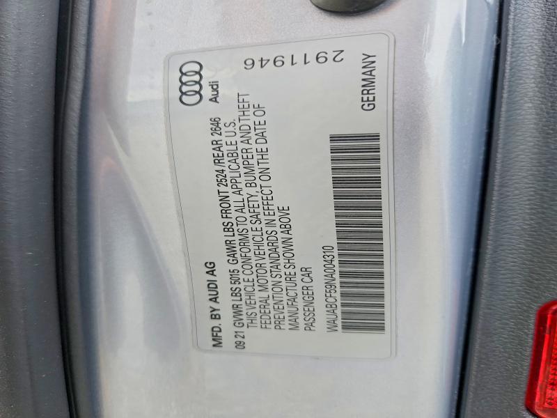 79583735 :رقم المزاد ، WAUABCF59NA004310 vin ، 2022 Audi A5 مزاد بيع