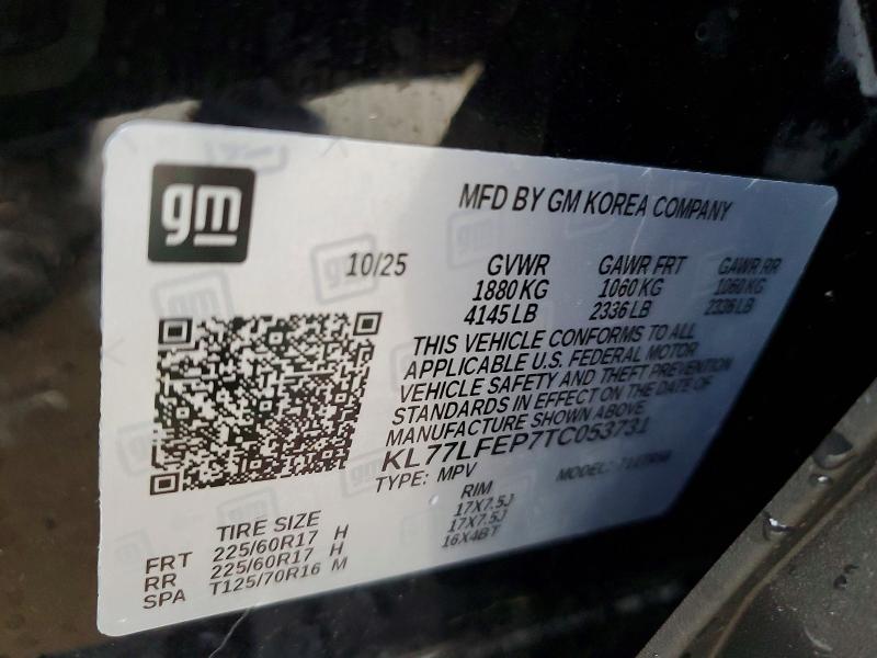 2026 Chevrolet Trax მანქანა იყიდება აუქციონზე, vin: KL77LFEP7TC053731, აუქციონის ნომერი: 41649066