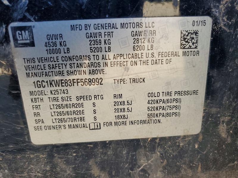 Продаж на аукціоні авто 2015 Chevrolet Silverado, vin: 1GC1KWE83FF568992, номер лоту: 47022616