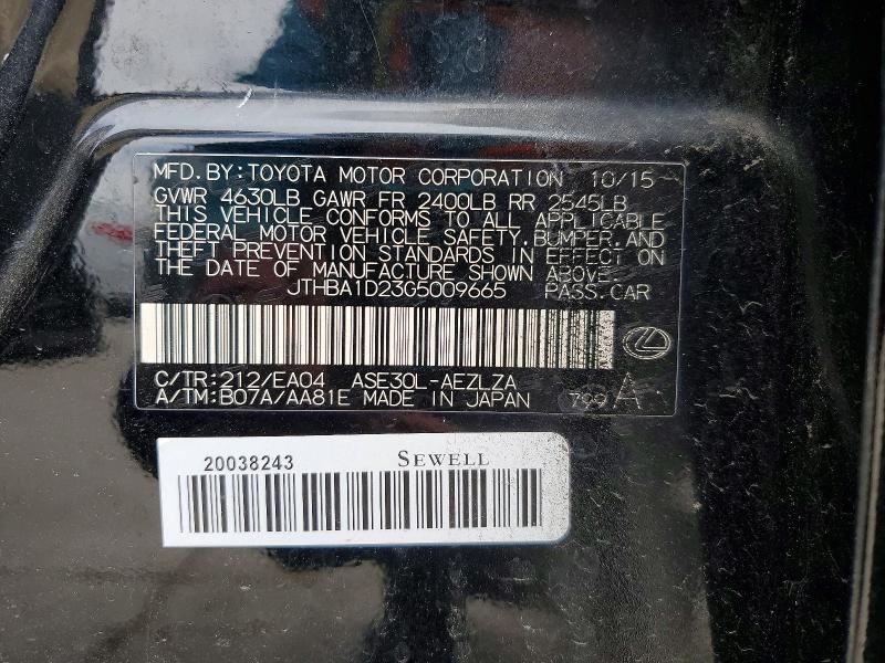Aukcja sprzedaży 2016 Lexus Is 200t, vin: JTHBA1D23G5009665, numer aukcji: 45818586
