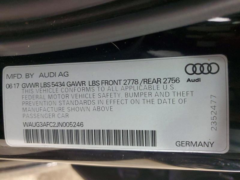 Продажа на аукционе авто 2018 Audi A6, vin: WAUG3AFC2JN005246, номер лота: 45740596