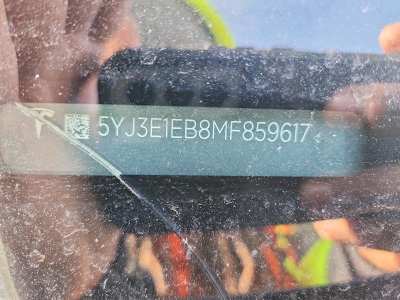 46053296 :رقم المزاد ، 5YJ3E1EB8MF859617 vin ، 2021 Tesla Model 3 مزاد بيع