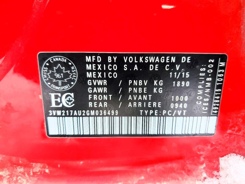2016 Volkswagen Golf მანქანა იყიდება აუქციონზე, vin: 3VW217AU2GM036499, აუქციონის ნომერი: 47087076