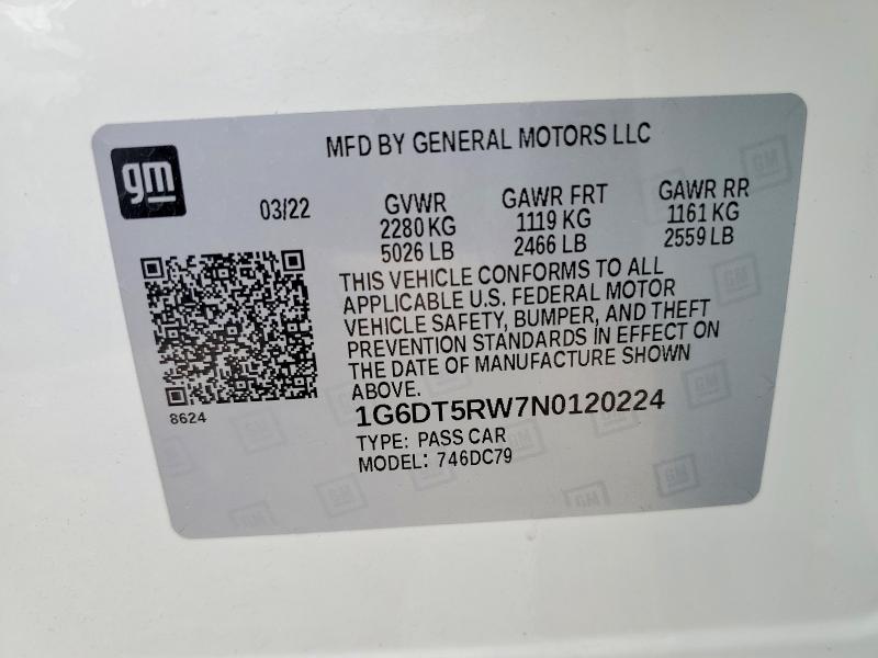 Продаж на аукціоні авто 2022 Cadillac Ct5, vin: 1G6DT5RW7N0120224, номер лоту: 47418886