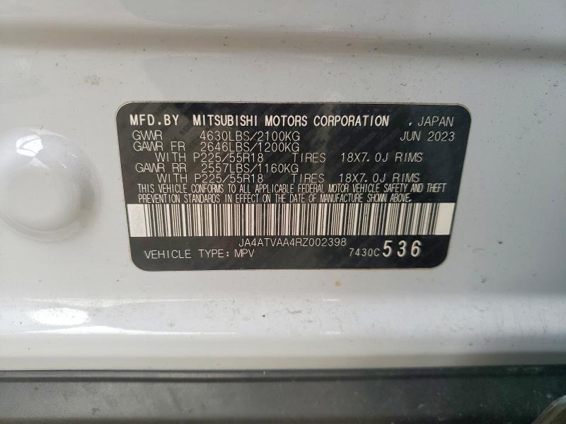 2024 Mitsubishi Eclipse Cross მანქანა იყიდება აუქციონზე, vin: JA4ATVAA4RZ002398, აუქციონის ნომერი: 46286156