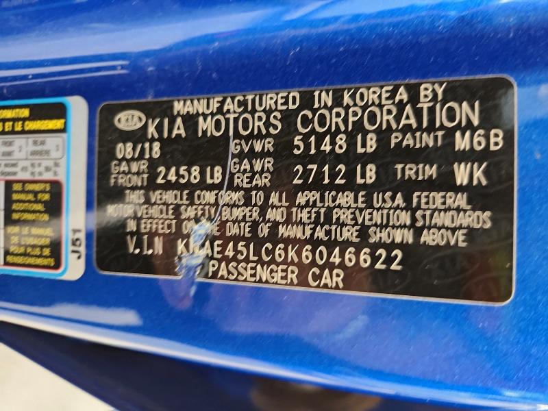 Продаж на аукціоні авто 2019 Kia Stinger, vin: KNAE45LC6K6046622, номер лоту: 47937436
