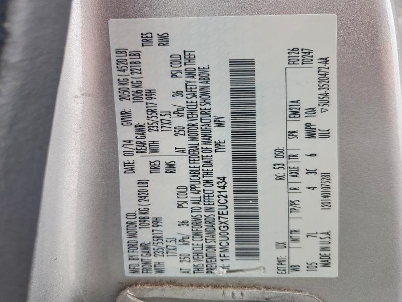 Продажа на аукционе авто 2014 Ford Escape, vin: 1FMCU0GX7EUC21434, номер лота: 79625305