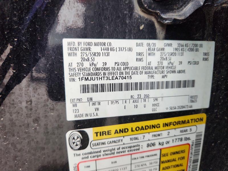 2020 Ford Expedition მანქანა იყიდება აუქციონზე, vin: 1FMJU1HT3LEA70415, აუქციონის ნომერი: 47925776
