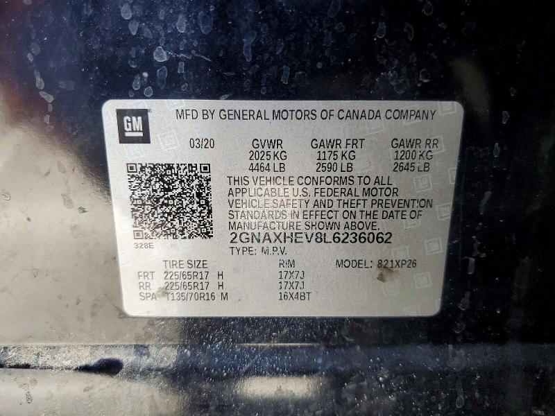 Продажа на аукционе авто 2020 Chevrolet Equinox, vin: 2GNAXHEV8L6236062, номер лота: 47093006