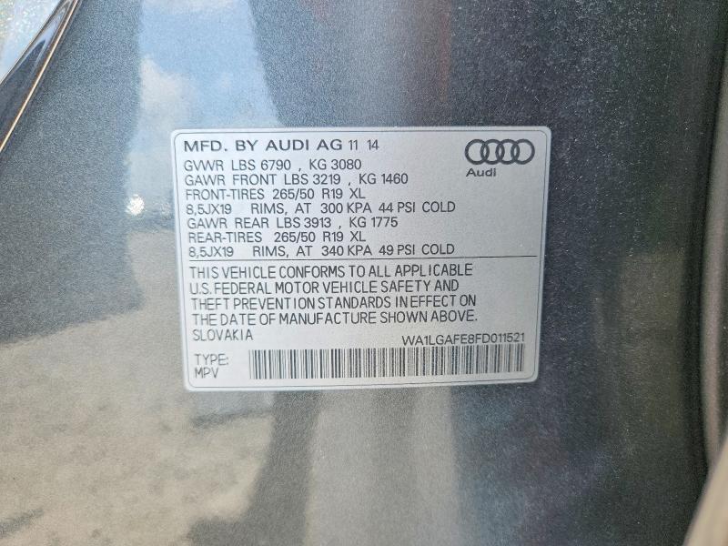 2015 Audi Q7 მანქანა იყიდება აუქციონზე, vin: WA1LGAFE8FD011521, აუქციონის ნომერი: 79992485