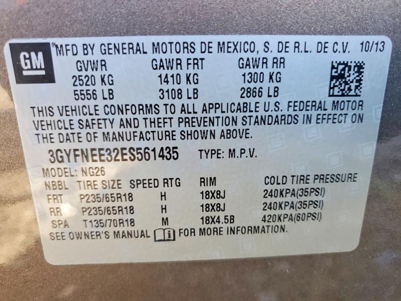 Продажа на аукционе авто 2014 Cadillac Srx, vin: 3GYFNEE32ES561435, номер лота: 46310236