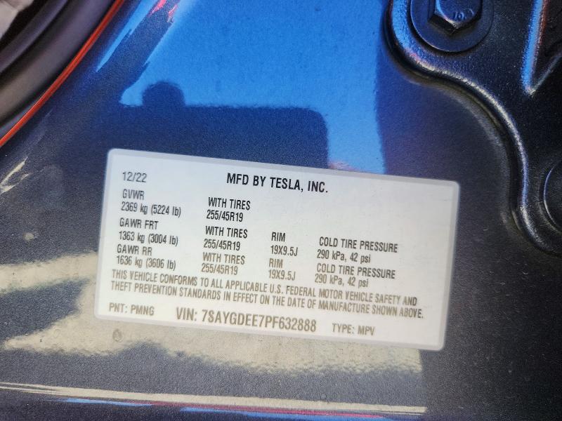 45765076 :رقم المزاد ، 7SAYGDEE7PF632888 vin ، 2023 Tesla Model Y مزاد بيع