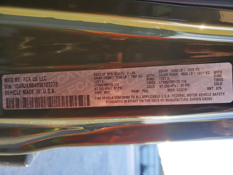 46860816 :رقم المزاد ، 1C4RJXN64RW127273 vin ، 2024 Jeep Wrangler مزاد بيع