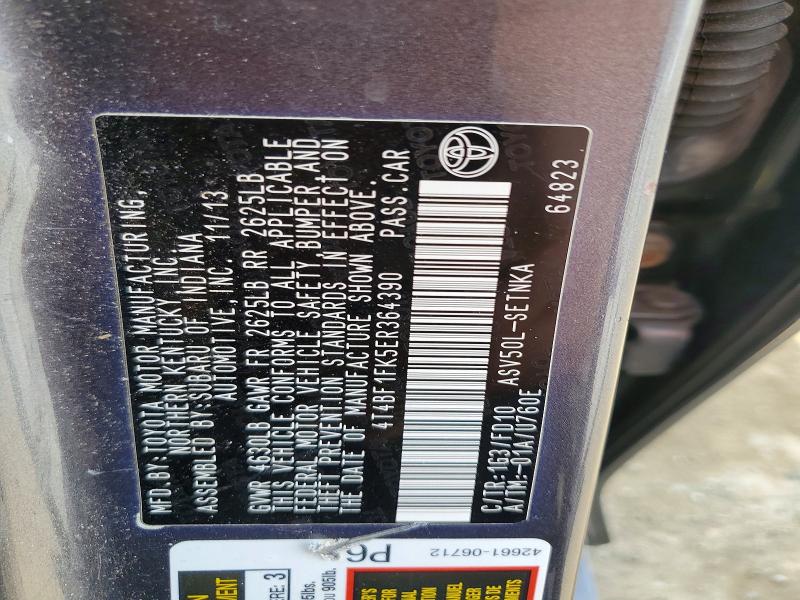47961856 :رقم المزاد ، 4T4BF1FK5ER364390 vin ، 2014 Toyota Camry مزاد بيع